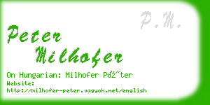 peter milhofer business card